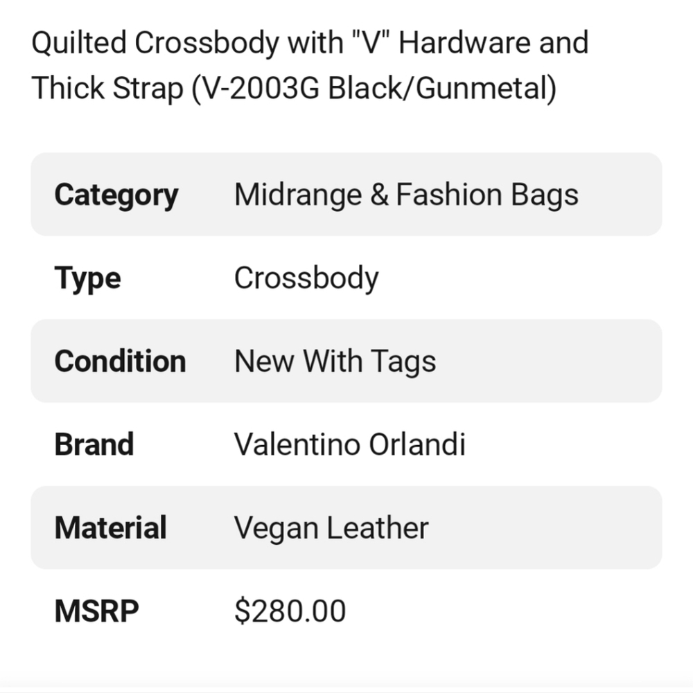 Valentino Orlandi Midsize Crossbody Bag NIP 9.5" x 6" - Picture 6 of 6